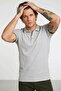 Men's Casual Short Sleeve Slim Fit Gray Polo Collar T-Shirt - 3