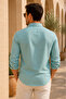 Men's Mint Green Striped Linen Shirt Regular Fit - 5