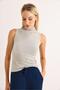Women's stand collar sleeveless blouse - grey
