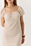 Women's Drawstring Carmen Collar Dress Stone - 2