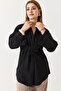 Women's Adjustable Waist Layered Sleeve Shirt Black - 2