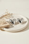Women's White Color Textured Fluffy Heart Rice Earrings Pair - 6