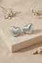 White Color Fluted Curved Heart Earrings Women's Brass Jewelry - 5
