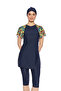 Short Sleeve Lycra Semi-Closed Swimsuit 6272 Dark Navy Blue03 - 2