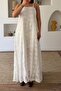 White Embroidered Strappy Long Dress 3437
