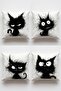 Set of 4 Furry Cats Patterned Throw Pillow Covers - 3
