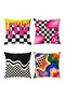 Flowing Colors Patterned 4-Piece Throw Pillow Cover Set - 3