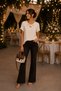 Blouse with Stone Collar and Window Detail on the Sleeves and Flounce on the Sleeves