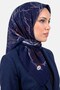 وشاح نسائي مزخرف بتصميم فروع الشجر باللون الأزرق الداكن والوردي