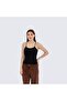 Elastic strap long women's tank top 580-04 black