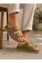 Men's Double Buckle Mink Slippers Faux Leather Anatomical Sole Daily Summer Slippers