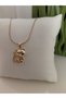 Steel Necklace with Zircon Stone and Cat Figure - 4