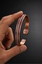 Men's and Women's Red Copper Bracelet with Leather Strips on Top, Double Row Steel Chain, Magnetic Model, Pure Copper Bracelet - 4