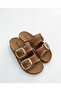 Women's Sparkling Baguette Stone Double Buckle Cork Sole Slippers - 2