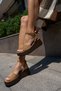 Cuppa Women's Nude Leather Genuine Suede Padded Sole Single Strap Sandals - 6