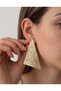 💎   Vip Series Zamak Brass Plated, Steel Tip Gold Color Triangle Pattern Women's Earrings 🌟