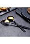 Flatware Cutlery Set, Royal 4 Piece Matte Black Gold Stainless Steel Tableware Sets for 1 Including Forks Spoons Knives, Camping Silverware Travel Utensils Set Cutlery (Black Gold) - 5