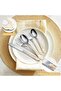 Novasteel Flatware Set, 24 Piece Stainless Steel, Gold Patterned 6 Person Silverware, Dishwasher Safe - 4