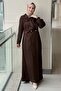 Double-Breasted Collar, One-Side Pleated Evening Dress - 2