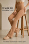 Leggings Women's Cotton Knitted Spanish Leg High Waist Black, Beige - 5