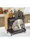 Universal Knife Block Holder, Kitchen Knife Holder Storage Organizer, Kitchen Utensils Holder, Cutting Board Rack, Pot Pan Lid Holder with Non-Slip Pad for Counter, Cabinet - 7
