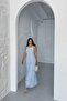 Women's Maxi Length Ruffle Detailed Multi-Sifon Dress
