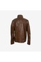 Men's Epaulet Collar Double Pocket Genuine Leather Coat Kdk-2052 - 2