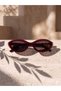 Women's Sunglasses Burgundy Sophia Frame Slanted Oval Burgundy Vintage Black Glass Uv400 Glass - 4