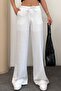 Set of 2 Linen Blend Loose Fit Women's Trousers White and Brown - 6