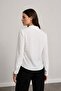 Ecru Button Detailed V-Neck Blouse - 4