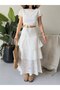 Women's Scallop Embroidered Crop Blouse Flounce Skirt Set - 5