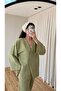 Khaki Belted Kimono Wide-Leg Pants Set - 3