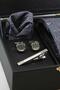 Black Men's Gift Box - Tie with Handkerchief, Cufflinks, Tie Clip Kmk240 - 2