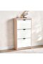 Maguri Shoe Rack 18 Pairs With 3 Door - White & Natural