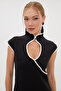 Ribbed Chest-Cut Out Mini Dress - 6
