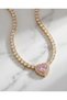 Suyolu Pink Stone Heart Necklace