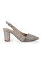 Women's Silvery Heeled Shoes Pointed Toe Thick Heel Slingback Stylish Evening Dress Jurdan Sole L085.K829 - 2