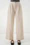 Women's Wide Leg Fabric Trousers 1519 - Cream - 2