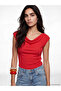 Lcw Vision Red Boat Neck Women's Ribbed T-Shirt