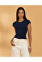 Women Navy Sleeveless T-Shirt