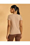 Women Beige Plain V Neck T Shirt - 3