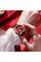 Luxury Women's Rose Gold Quartz Watch – Elegant Red Leather Strap - 2