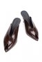 Women's Brown Wrinkled Patent Leather Pointed Toe Thin Heeled Stylish Comfortable Slippers - 6