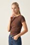 Women's Side Gathered Modal T-Shirt Sn-4532 - 2