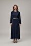 Fine tencel fabric long dress with drawstring textured belt detail - 4