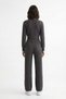 Reglan sleeve finger pass knitwear top bottom set - 2