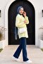 Side Collared, Buttoned, Striped, Lace-Up Crinkle Shirt - Light Yellow - 4