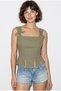 Women's Dark Khaki Rope Detailed Corset Woven Blouse 4218 60286375