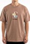 Men's Light Brown Relaxed B-Neck Cotton T-Shirt with Front and Back Print