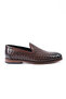 Genuine Leather Brown Knitted Loafer Men's Shoes, Leather - K4499